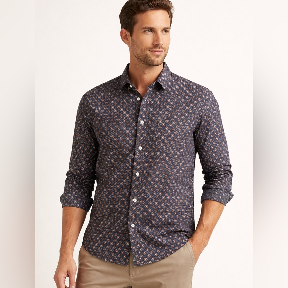 J.Crew Slim Secret Wash Shirt Men’s Medium Organic Cotton Stretch Floral Print